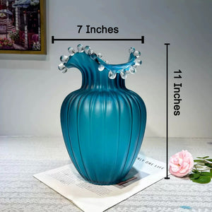 Aqua Wave Glow Handblown Glass Vase & Decorative showpiece