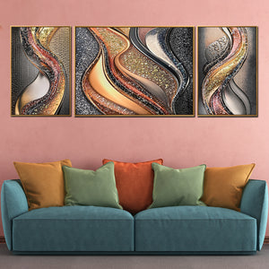 Aurora Flux Crystal Glass Wall Paintings For Home - Set of 3