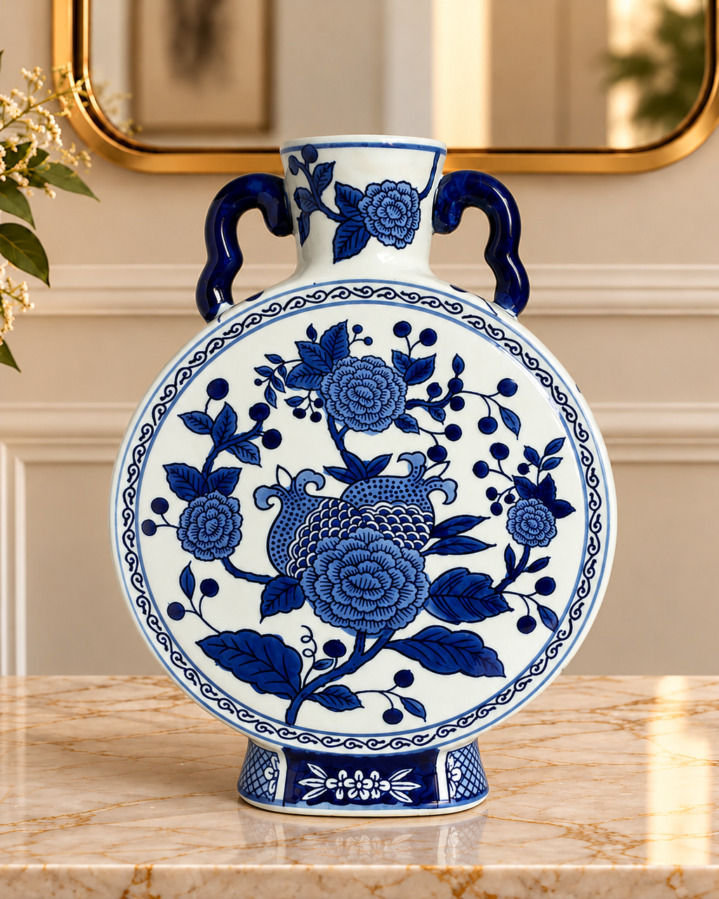 Oriental Grace Decorative Vase For Home & Item for Home Decoration (Blue Pottery )