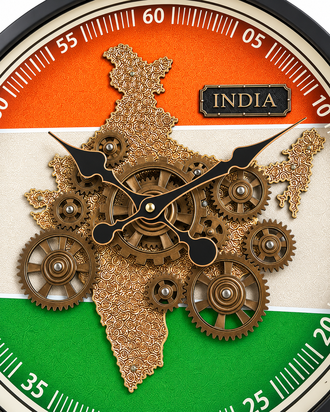 India In Motion Gear Movement Wall Clock For Living Room With Moving Gear Mechanism By Dekor Company - Big (Steel Body)