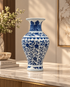 Majestic Flora Decorative Vase & Items for Room Decoration (Blue Pottery)