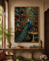 Peacock of Floral Splendor Crystal Glass Painting & Wall Decoration Items