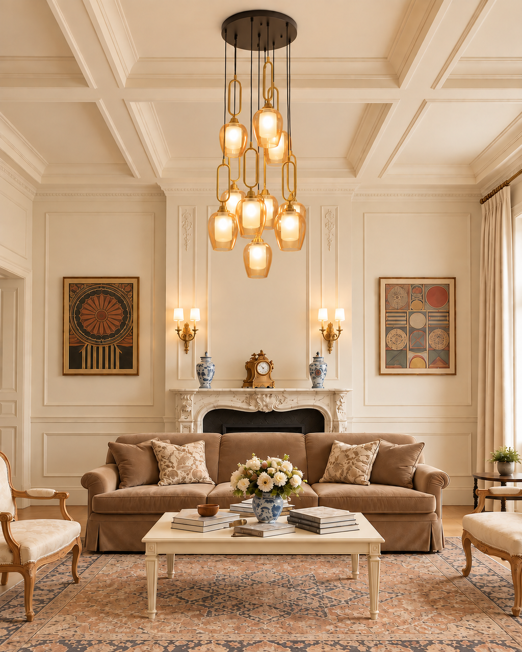 Golden Loop Chandelier for Home & Item for Home Decoration