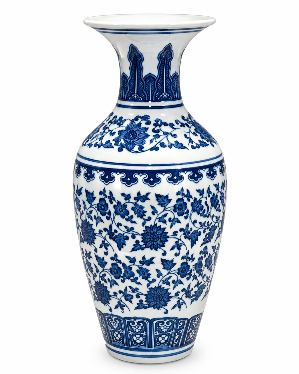 Serene Botanical Decorative Vase & Items for Room Decoration (Blue Pottery)