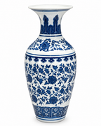 Serene Botanical Decorative Vase & Items for Room Decoration (Blue Pottery)