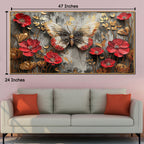 Red Bloom Butterfly Crystal Glass Framed Wall Paintings For Home & Wall Decoration items