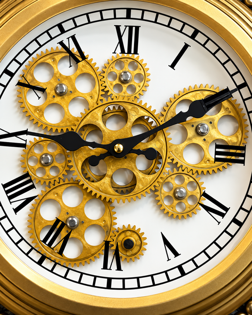 Royal Symphony Luxury Designer Silent Movement Wall Clock With Moving Gear Mechanism