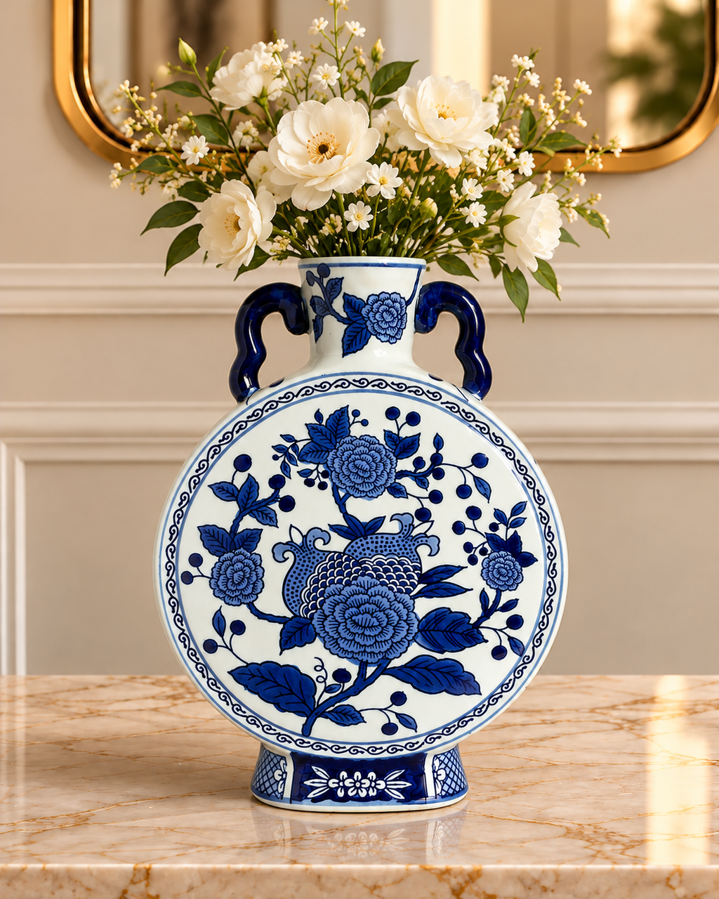Oriental Grace Decorative Vase For Home & Item for Home Decoration (Blue Pottery )
