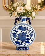 Oriental Grace Decorative Vase For Home & Item for Home Decoration (Blue Pottery )