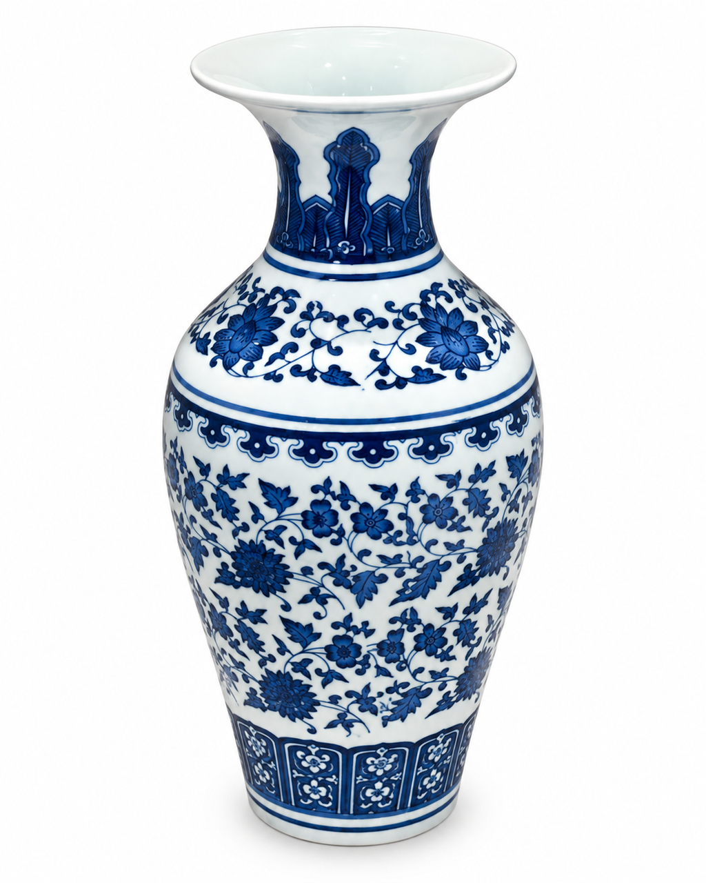 Serene Botanical Decorative Vase & Items for Room Decoration (Blue Pottery)