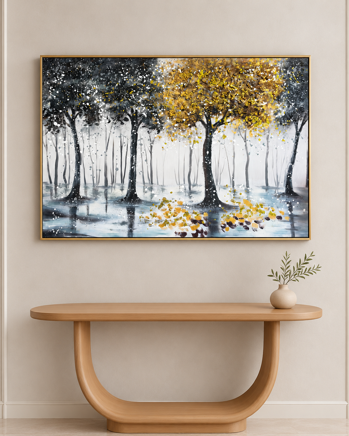 Falling Leaves Hand painting for Home & Wall Decoration Item (With Outer Floater Frame) (47x31.5 Inches)