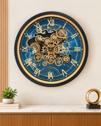 Worldline Timepiece Luxury Designer Silent Movement Wall Clock For Living Room With Moving Gear Mechanism Buy Wall Clock Online - Big (Blue) (Radial Brushing Metallic Sheen)