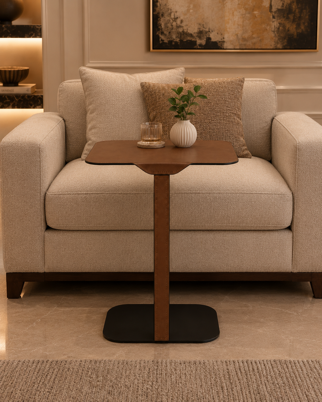 Edgeway C Shaped Side Table For Sofa and Item for Home Decoration