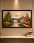 Tranquil Riverside Village 100% Hand Painted Wall Art Paintings for Home & Item for Wall Decoration ( 47 x 23.5 Inches )