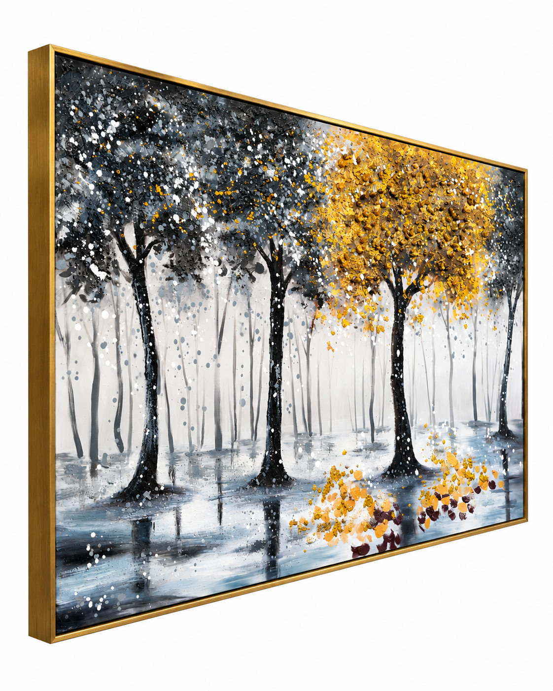 Falling Leaves Hand painting for Home & Wall Decoration Item (With Outer Floater Frame) (47x31.5 Inches)