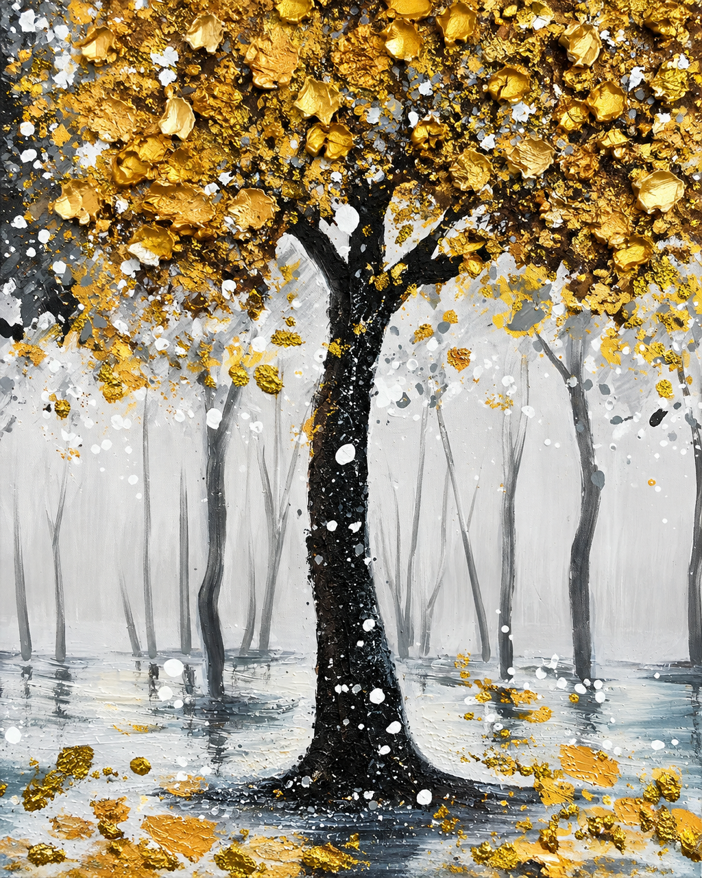 Falling Leaves Hand painting for Home & Wall Decoration Item (With Outer Floater Frame) (47x31.5 Inches)