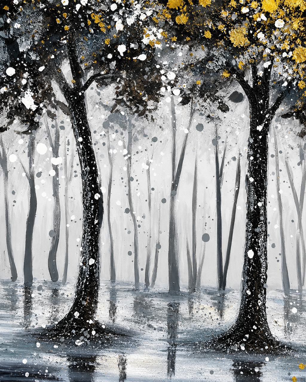 Falling Leaves Hand painting for Home & Wall Decoration Item (With Outer Floater Frame) (47x31.5 Inches)