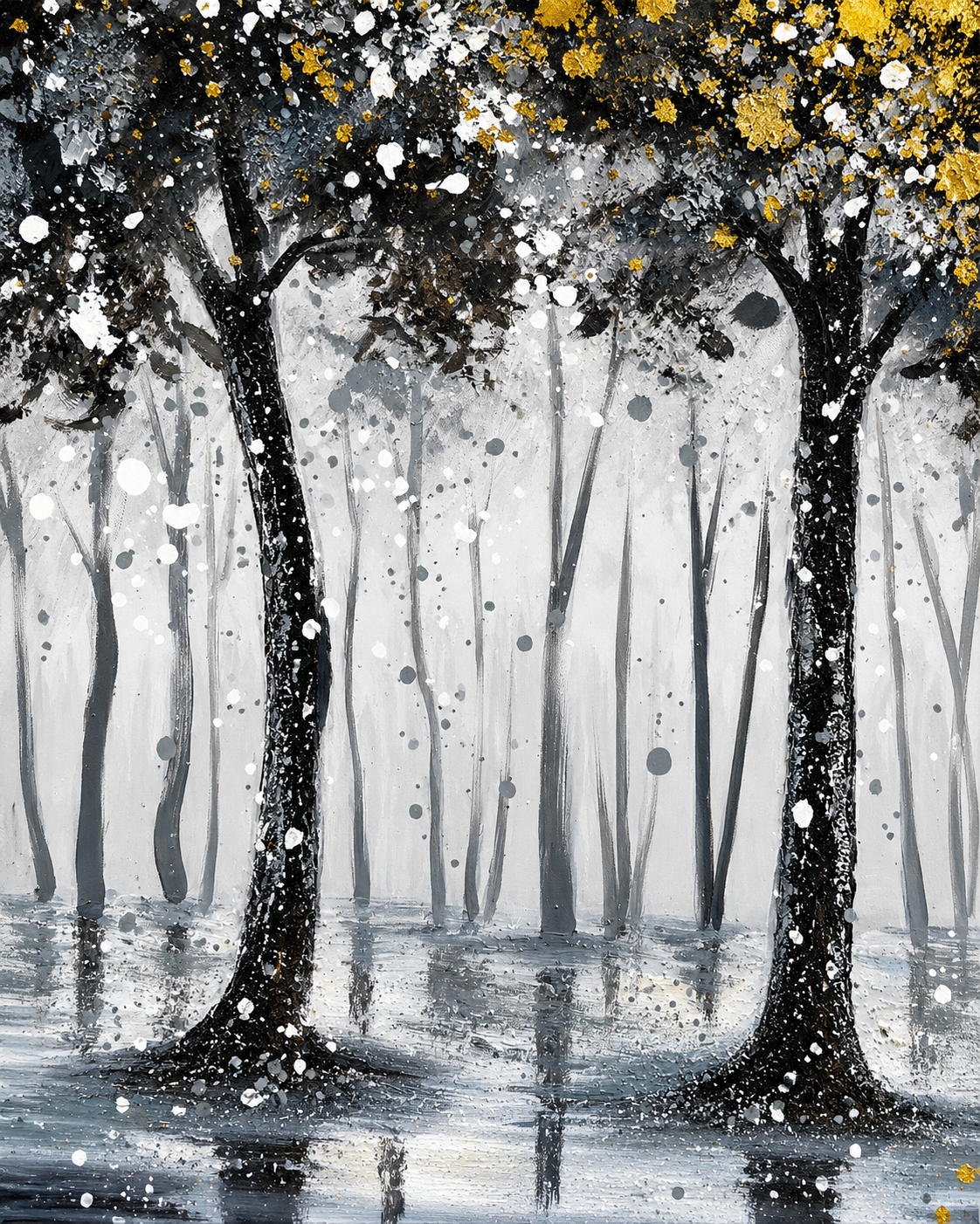 Falling Leaves Hand painting for Home & Wall Decoration Item (With Outer Floater Frame) (47x31.5 Inches)