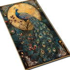 Lunar Peacock Elegance Crystal Glass Decorative Wall painting Art