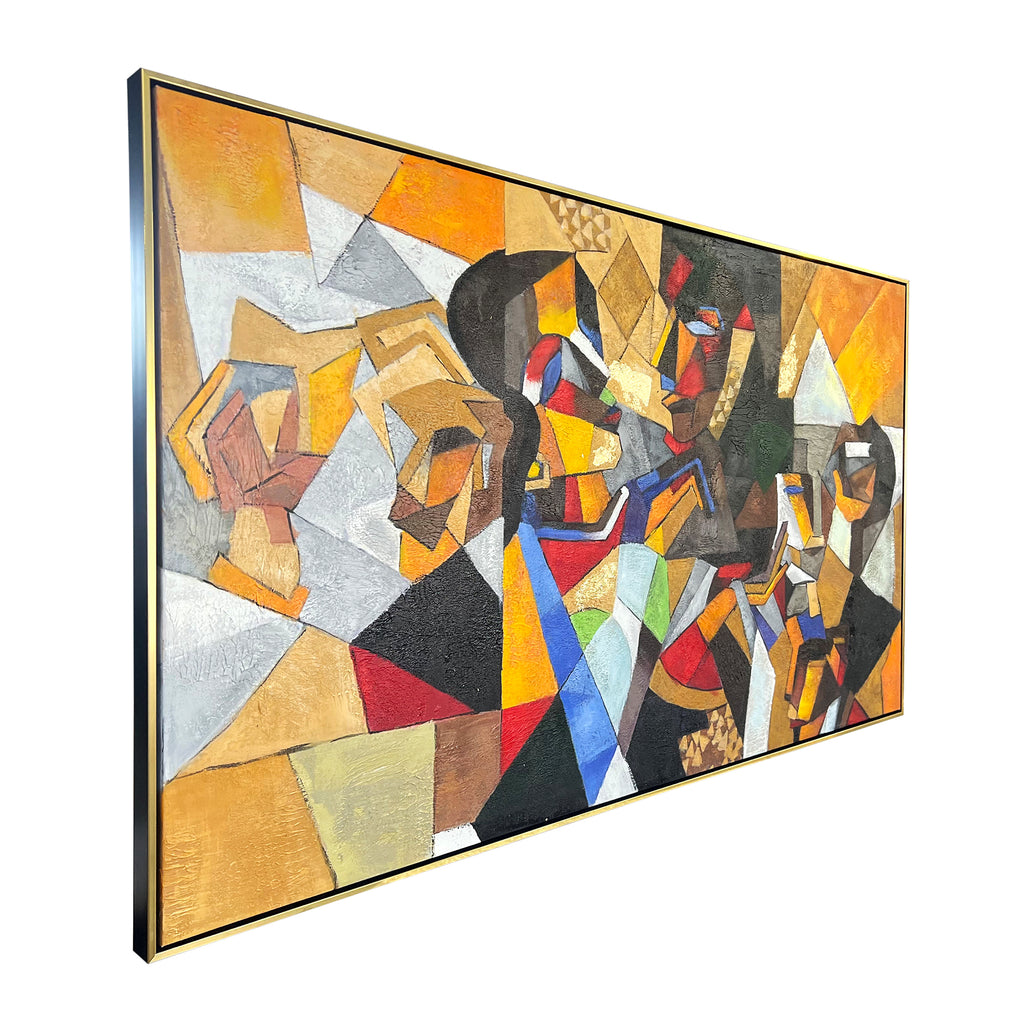 Fragments of Color 100% Hand Painted Wall Painting (With outer Floater Frame)  (55 x 32 Inches)