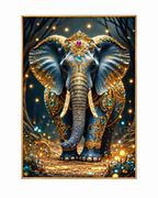 Elephant of Golden Prosperity Crystal Glass Art Wall Painting For Home Décor