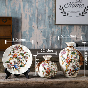 Florentine Harmony Ceramic Vase & Showpiece - Set of Three