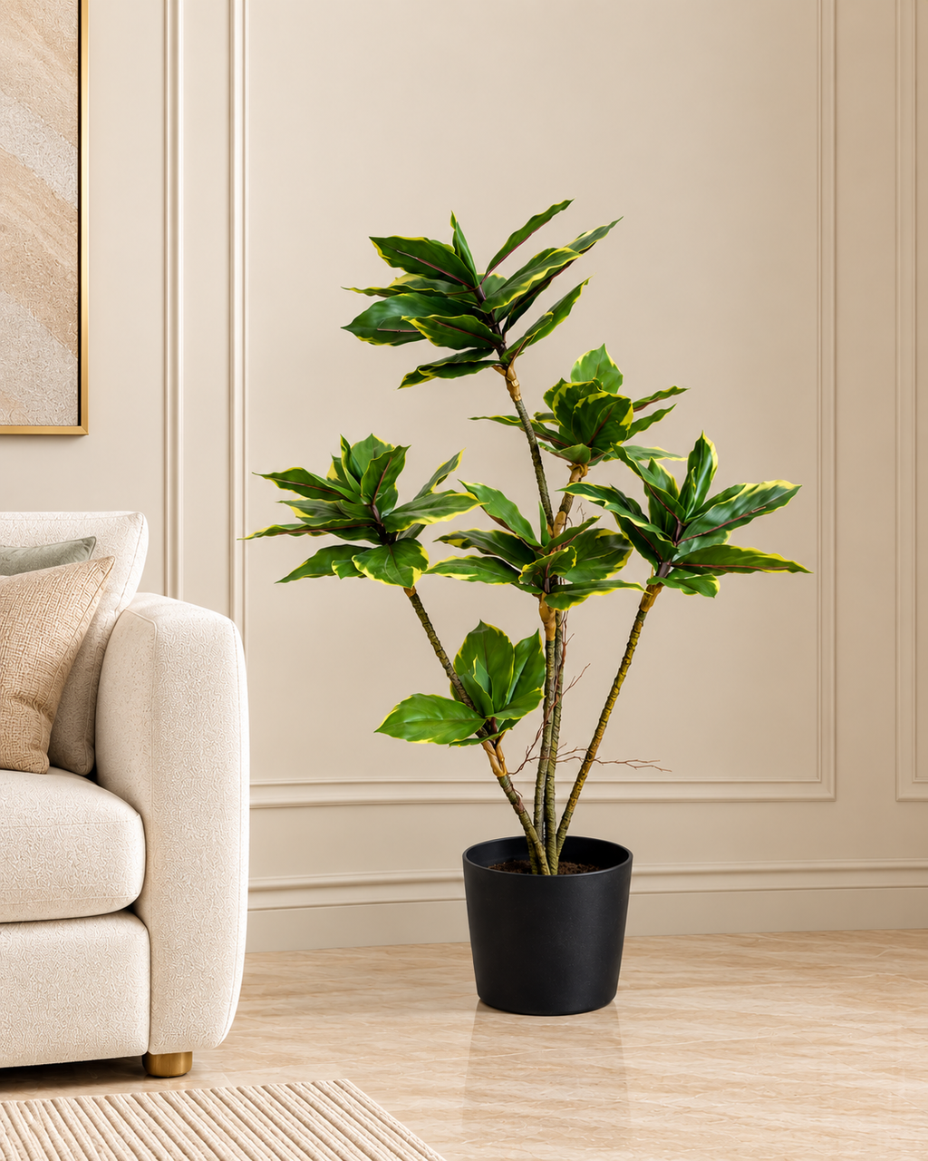 Dracaena Fragrans Artificial Indoor Plant For Home ( Natural feel )  ( 3 Feet )