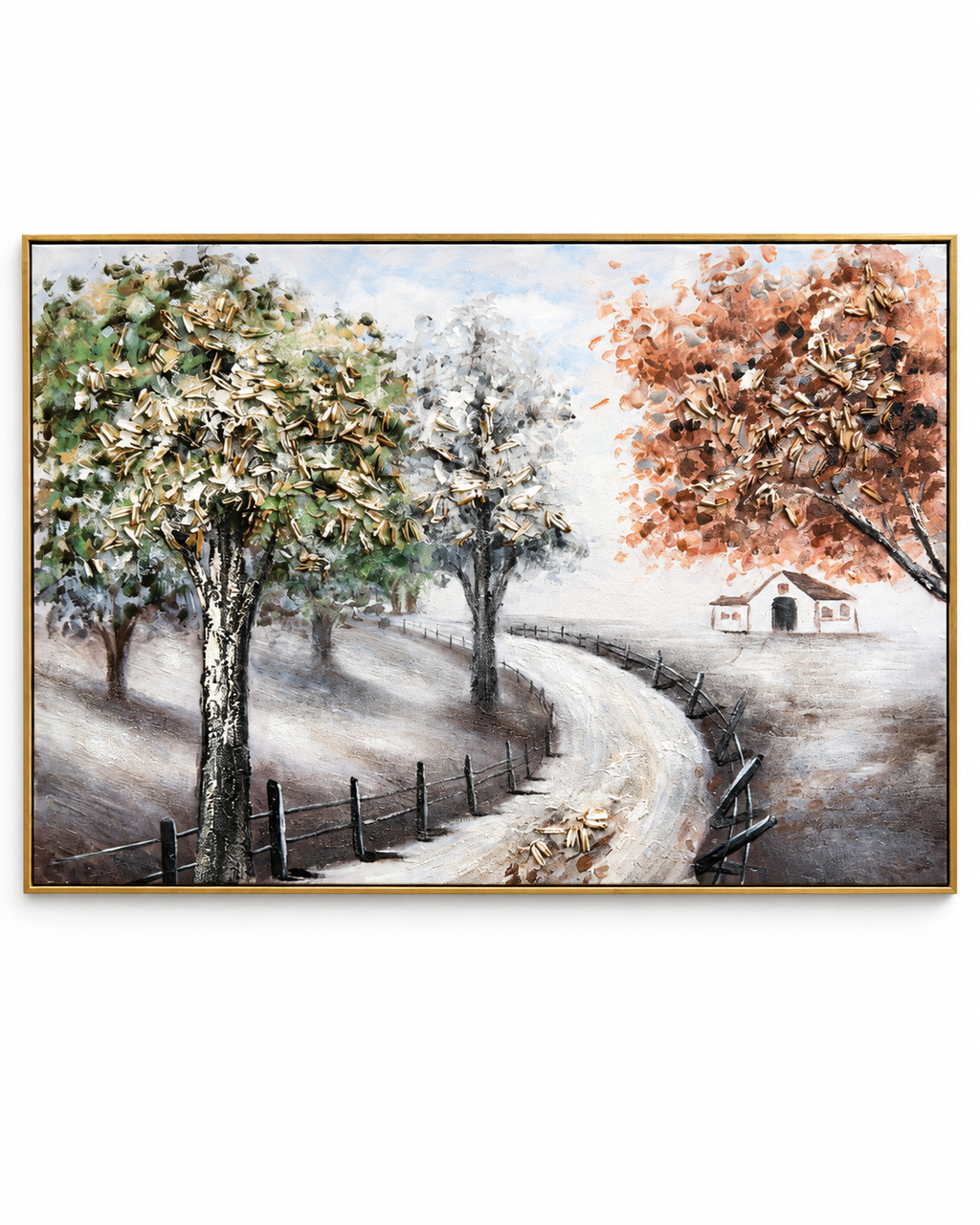 Path Through Nature Hand painting for Home & Wall Decoration Item (With Outer Floater Frame) (47x31.5 Inches)
