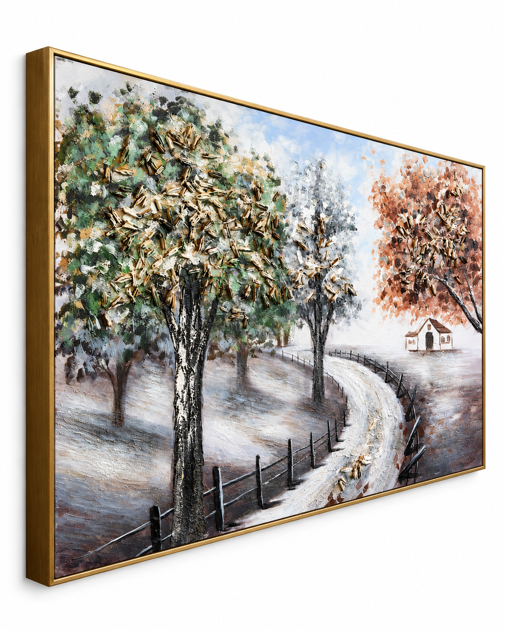Path Through Nature Hand painting for Home & Wall Decoration Item (With Outer Floater Frame) (47x31.5 Inches)