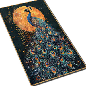 Moonlit Peacock Crystal Glass Wall Paintings For Home