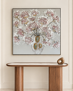 Frozen Florals 100% Hand Wall Painting For Home (outer Floater Frame ) (39.5x 39.5 Inches)