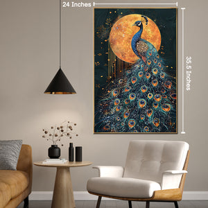 Moonlit Peacock Crystal Glass Wall Paintings For Home