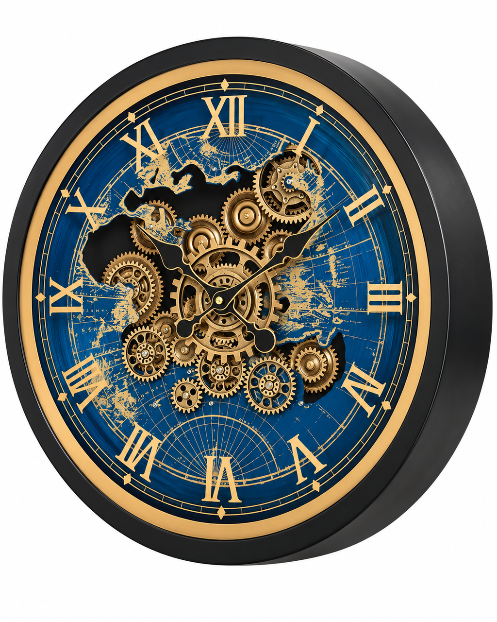 Worldline Timepiece Luxury Designer Silent Movement Wall Clock For Living Room With Moving Gear Mechanism Buy Wall Clock Online - Big (Blue) (Radial Brushing Metallic Sheen)