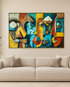 Shapes in Harmony 100% Hand Painted Wall Painting (With Golden Outer Floater Frame frame) (27.5x55 Inches)