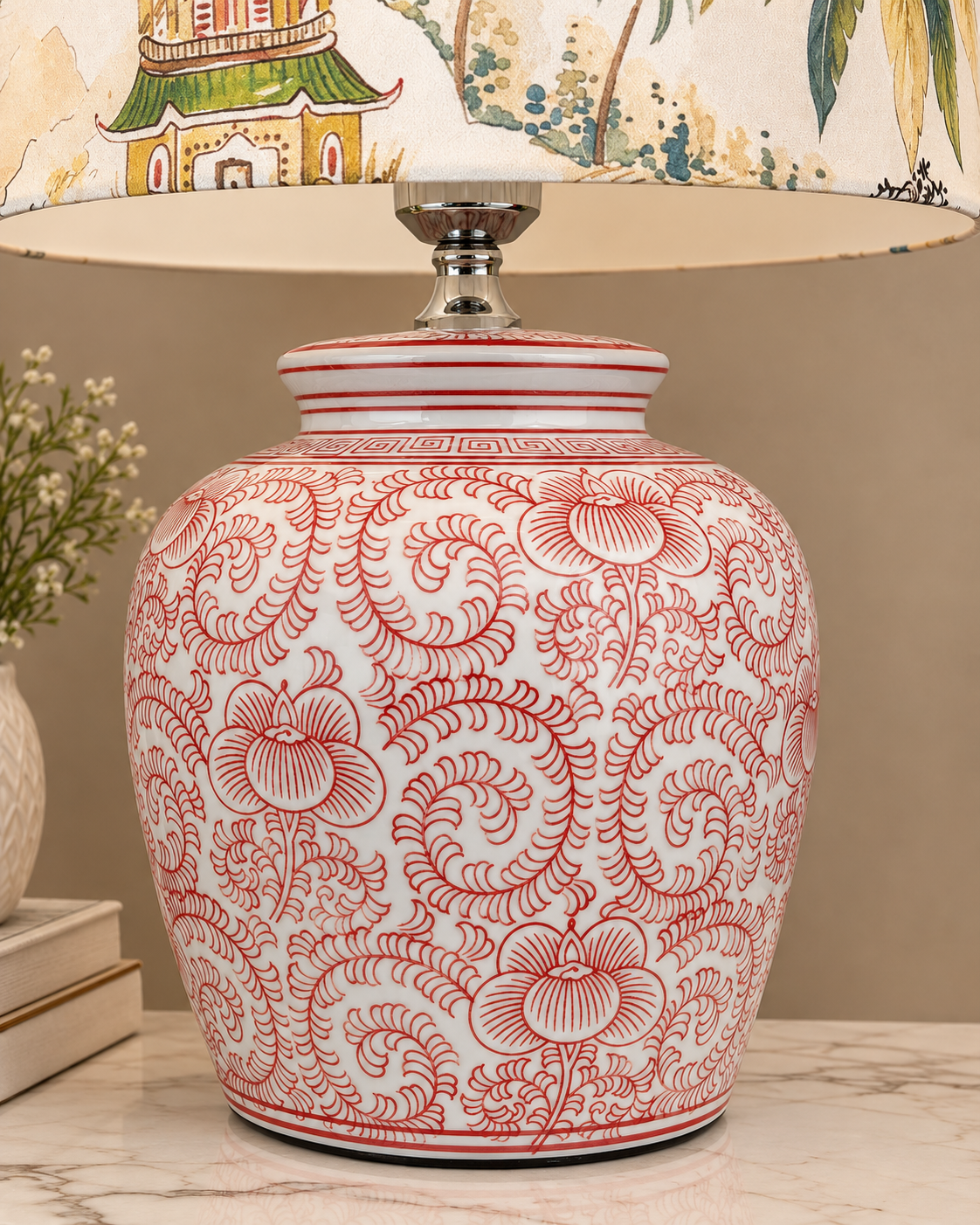 Eastern Paradise Designer Table Lamps for Living Room - Red