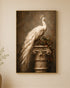The Graceful White Peacock Embossed Wall Painting for Home & Item for Wall Decoration ( 35.5 x 23.5 Inches )