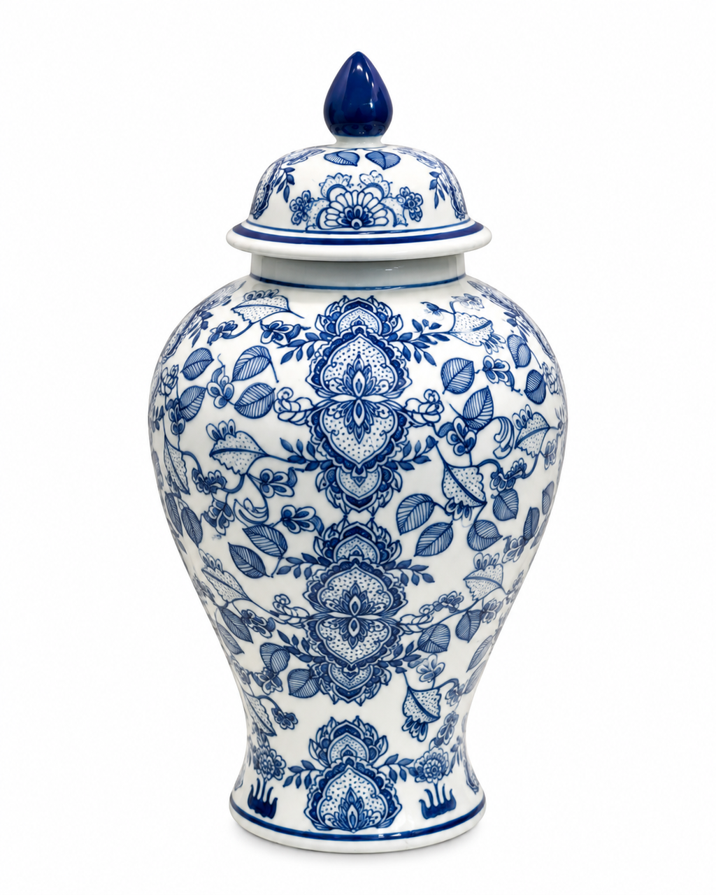 Ornamental Bloom Decorative Vase & Showpiece for Home & Item for Home Decoration (Blue Pottery)