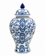 Ornamental Bloom Decorative Vase & Showpiece for Home & Item for Home Decoration (Blue Pottery)