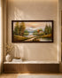 Lakeside Village 100% Hand Painted Wall Art Paintings for Home & Item for Wall Decoration ( 47 x 23.5 Inches )