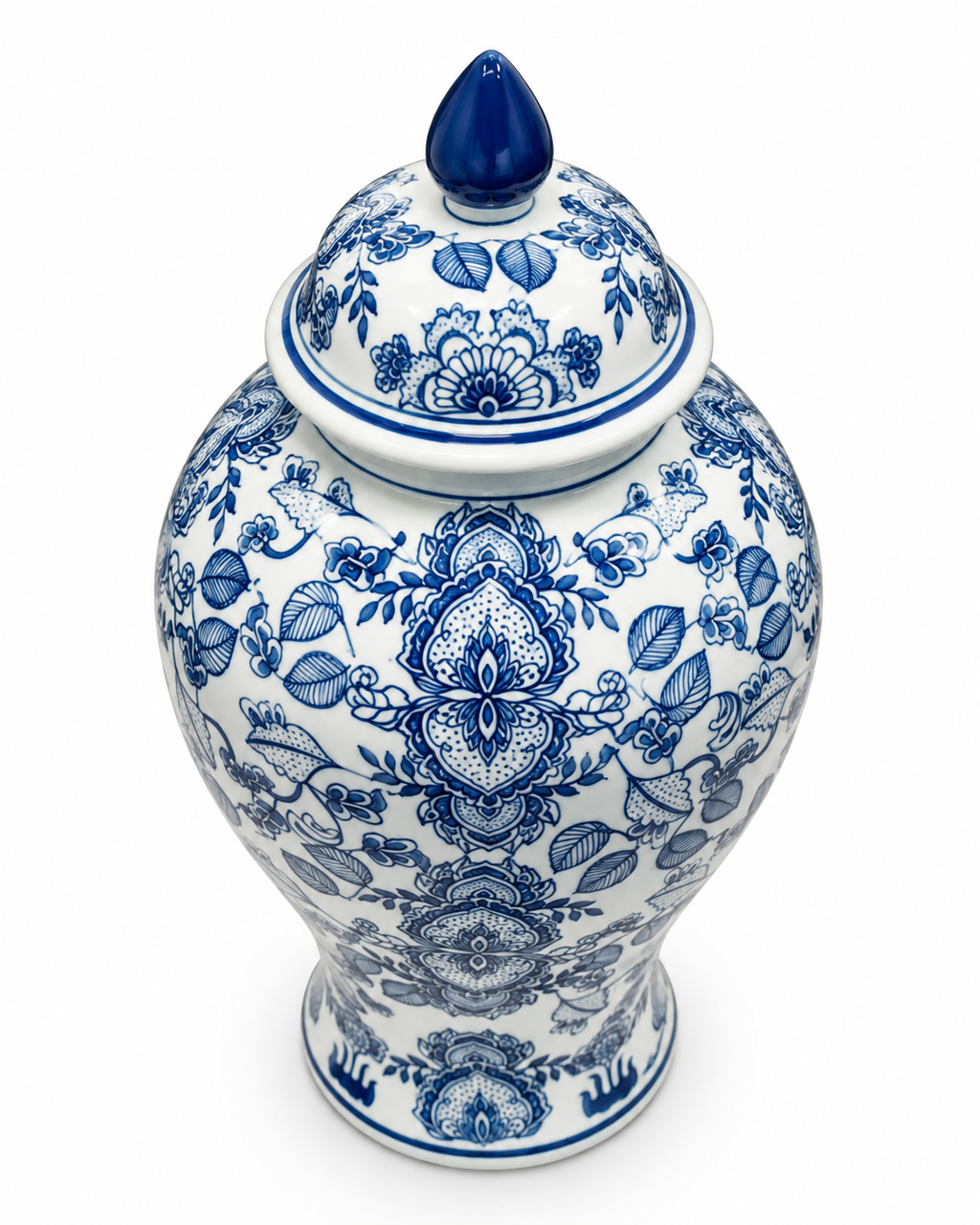 Ornamental Bloom Decorative Vase & Showpiece for Home & Item for Home Decoration (Blue Pottery)