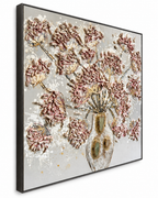 Frozen Florals 100% Hand Wall Painting For Home (outer Floater Frame ) (39.5x 39.5 Inches)