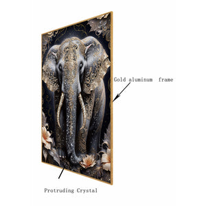 Gilded Serenity Elephant Crystal Glass Painting & Wall Decoration Items