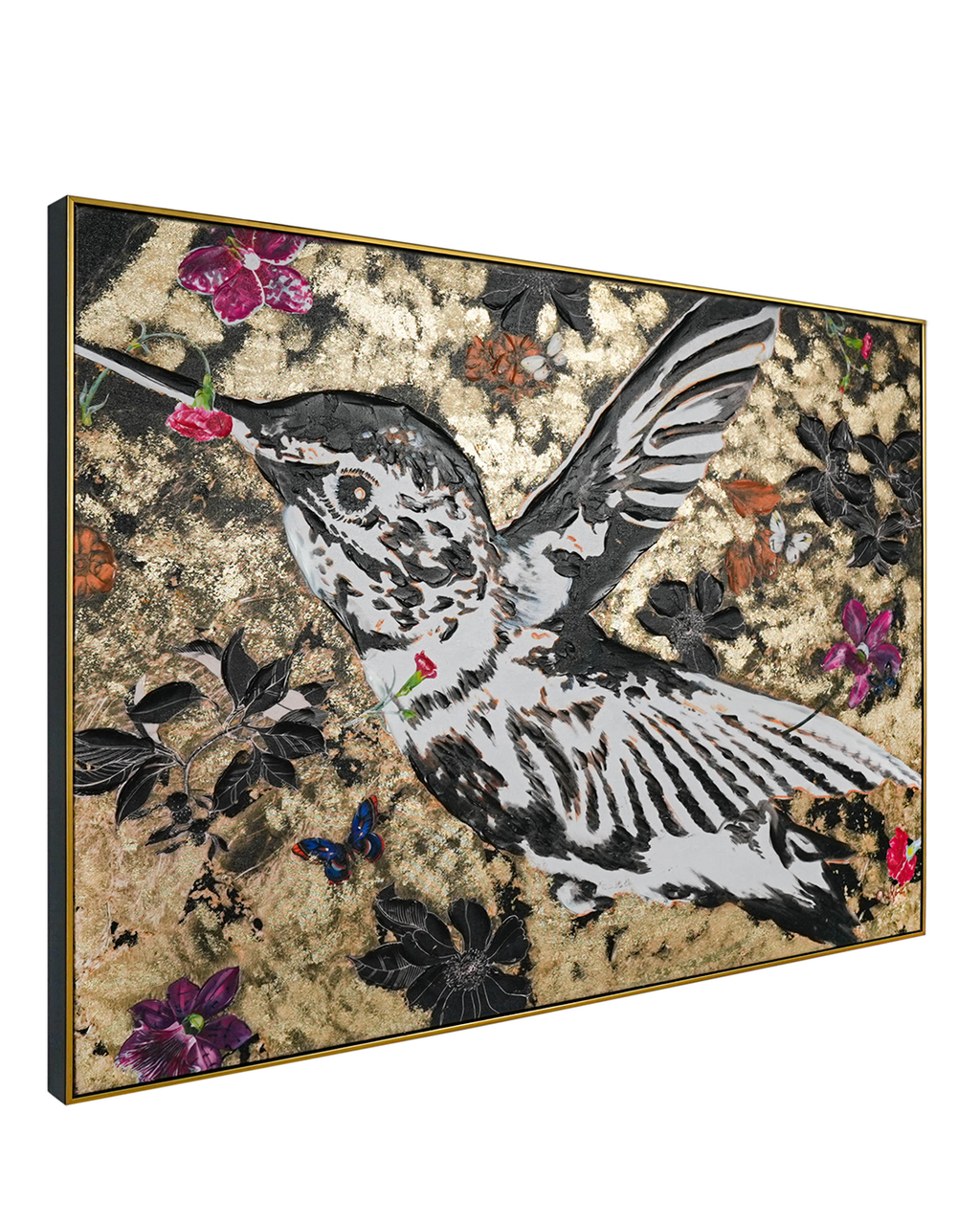 Wings of Grace by PERRY MILOU 100% Hand Wall Painting For Home (With Outer Floater Frame frame) ( 31.5 x 45.5 Inches )