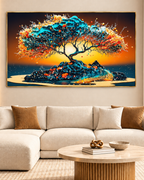 Radiant Red Wood Crystal Glass Painting