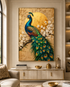 Peacock in the Sunlit Garden  Crystal Glass Painting for Wall Art