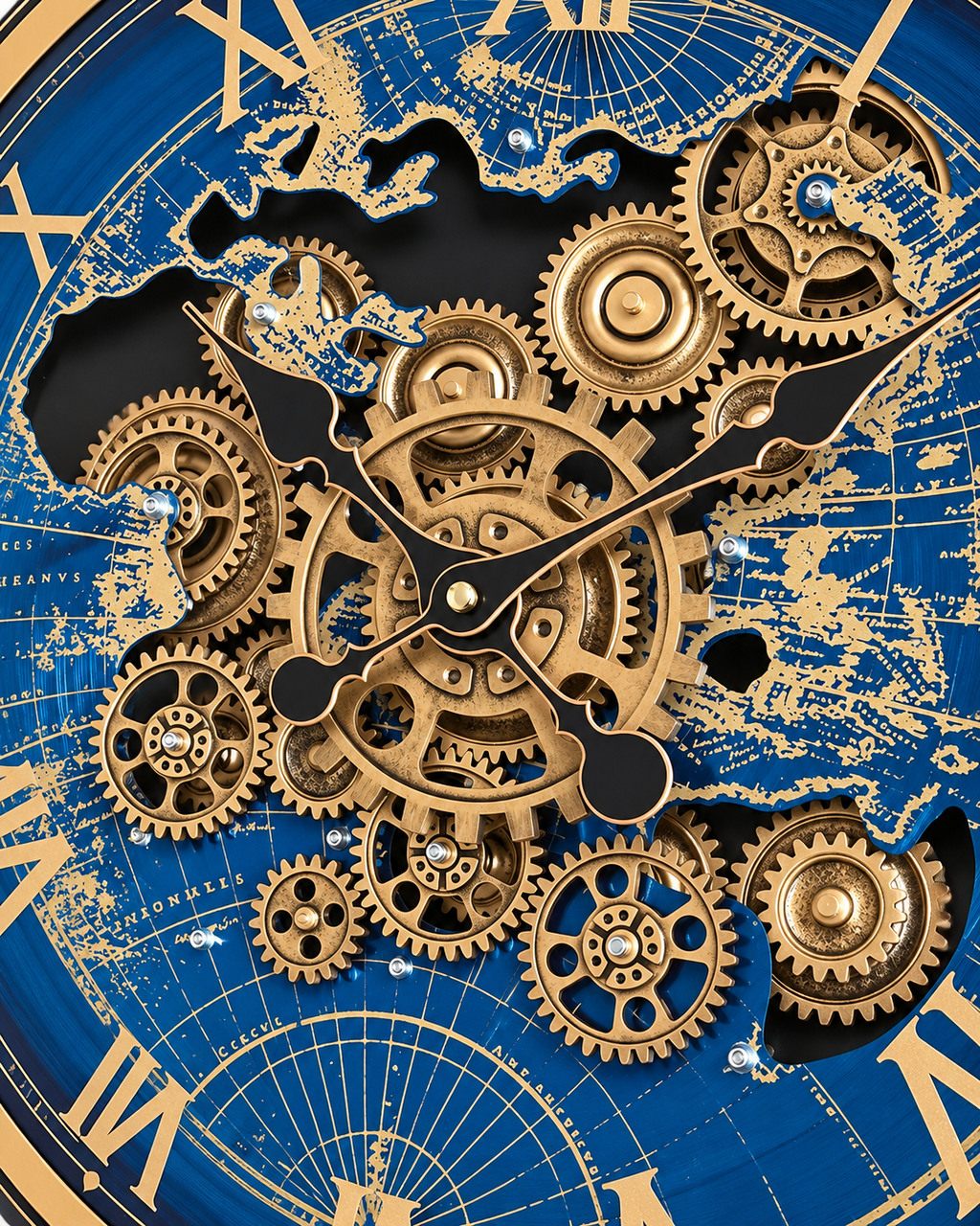 Worldline Timepiece Luxury Designer Silent Movement Wall Clock For Living Room With Moving Gear Mechanism Buy Wall Clock Online - Big (Blue) (Radial Brushing Metallic Sheen)