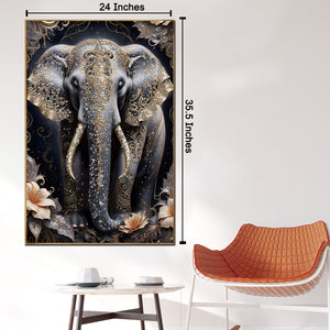 Gilded Serenity Elephant Crystal Glass Painting & Wall Decoration Items