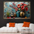 Vase of Crimson Blossoms Framed Canvas Art Paintings