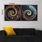 Celestial Night Home Crystal Glass Wall Paintings For Living Room - Set of 2