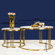 The Mystique Tube Set of 2 Nesting Coffee Table - Gold (Stainless Steel) (Gold and white stone)